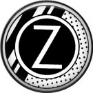 Stripes and Dots, 1 Inch Pinback Button Badge Art Deco Style Alphabet Letter Z