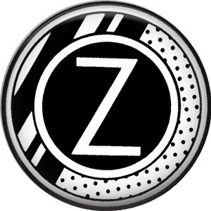 Stripes and Dots, 1 Inch Pinback Button Badge Art Deco Style Alphabet Letter Z