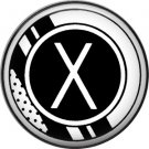 Stripes and Dots, 1 Inch Pinback Button Badge Art Deco Style Alphabet Letter X