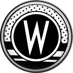 Stripes and Dots, 1 Inch Pinback Button Badge Art Deco Style Alphabet Letter W