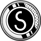 Stripes and Dots, 1 Inch Pinback Button Badge Art Deco Style Alphabet Letter S