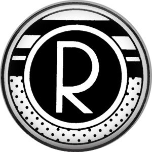 Stripes and Dots, 1 Inch Pinback Button Badge Art Deco Style Alphabet Letter R