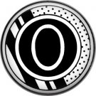 Stripes and Dots, 1 Inch Pinback Button Badge Art Deco Style Alphabet Letter O