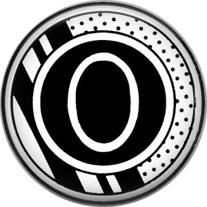 Stripes and Dots, 1 Inch Pinback Button Badge Art Deco Style Alphabet Letter O