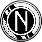 Stripes and Dots, 1 Inch Pinback Button Badge Art Deco Style Alphabet Letter N