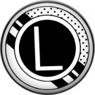 Stripes and Dots, 1 Inch Pinback Button Badge Art Deco Style Alphabet Letter L