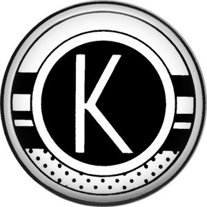 Stripes and Dots, 1 Inch Pinback Button Badge Art Deco Style Alphabet Letter K