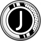 Stripes and Dots, 1 Inch Pinback Button Badge Art Deco Style Alphabet Letter J