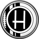 Stripes and Dots, 1 Inch Pinback Button Badge Art Deco Style Alphabet Letter H