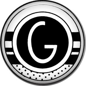 Stripes and Dots, 1 Inch Pinback Button Badge Art Deco Style Alphabet Letter G