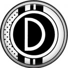 Stripes and Dots, 1 Inch Pinback Button Badge Art Deco Style Alphabet Letter D
