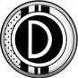 Stripes and Dots, 1 Inch Pinback Button Badge Art Deco Style Alphabet Letter D