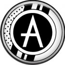 Stripes and Dots, 1 Inch Pinback Button Badge Art Deco Style Alphabet Letter A