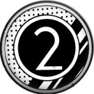 Stripes and Dots, 1 Inch Pinback Button Badge Art Deco Style Alphabet Number 2