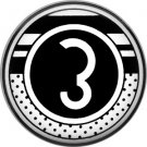 Stripes and Dots, 1 Inch Pinback Button Badge Art Deco Style Alphabet Number 3