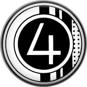 Stripes and Dots, 1 Inch Pinback Button Badge Art Deco Style Alphabet Number 4