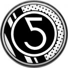 Stripes and Dots, 1 Inch Pinback Button Badge Art Deco Style Alphabet Number 5