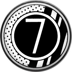 Stripes and Dots, 1 Inch Pinback Button Badge Art Deco Style Alphabet Number 7