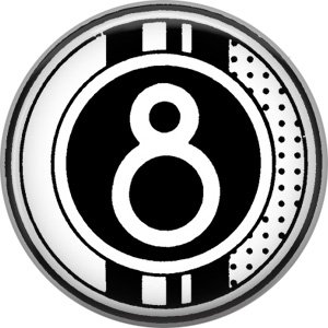 Stripes and Dots, 1 Inch Pinback Button Badge Art Deco Style Alphabet Number 8