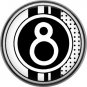 Stripes and Dots, 1 Inch Pinback Button Badge Art Deco Style Alphabet Number 8