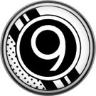 Stripes and Dots, 1 Inch Pinback Button Badge Art Deco Style Alphabet Number 9