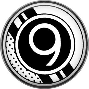 Stripes and Dots, 1 Inch Pinback Button Badge Art Deco Style Alphabet Number 9