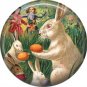1" Inch Pinback Button Badge Vintage Easter Image of Bunnies Hiding Eggs - 0132