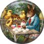 1" Inch Pinback Button Badge Vintage Easter Image of Rabbit Coloring Eggs - 0136