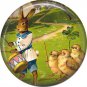 1" Inch Pinback Button Badge Vintage Easter Image of Rabbit Drummer and Chicks - 0138