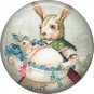 Bunny Holding Baby in Egg, Vintage Easter Image on 1 Inch Button Badge Pin - 0140