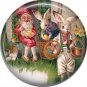 1" Inch Pinback Button Badge Vintage Easter Image of Rabbits with Gnome - 0142