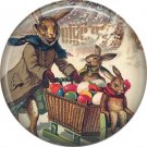 1" Inch Pinback Button Badge Vintage Easter Image of Mama Rabbit Pushing Shopping Cart - 0143