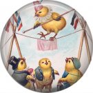 1" Inch Pinback Button Badge Vintage Easter Image of Chicks on the Tightrope - 0144