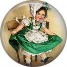 Irish Lassie Dancing on Chair, 1 Inch Ephemera Lapel Pin, St. Patricks Day Button Badge  - 0437