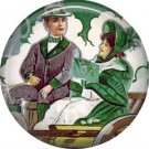 1 Inch Irish Couple in Automobile Ephemera Lapel Pin, St. Patricks Day Button Badge  - 0452