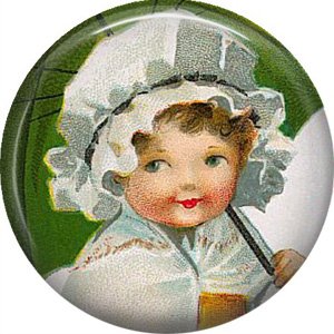 1 Inch Irish Lassie in Mob Cap Ephemera Lapel Pin, St. Patricks Day Button Badge  - 0454