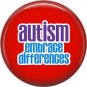 Autism Embrace Differences on Red, Autism Awarness 1 Inch Pinback Button Badge Pin - 0498