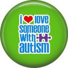 1 Inch I Love Someone with Autism on Green Background Button Badge Pin - 0463
