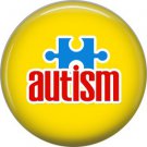 Autism Awareness Puzzle Piece on Yellow Background, 1 Inch Pinback Button Badge - 0492