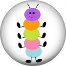 Multi Color Caterpillar on White Background Spring Critters 1 inch Button Badge Pin - 0090