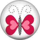 Pink Butterfly Spring Critters 1 inch Button Badge Pin - 0097