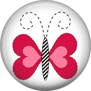 Pink Butterfly Spring Critters 1 inch Button Badge Pin - 0097