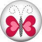 Pink Butterfly Spring Critters 1 inch Button Badge Pin - 0097
