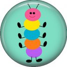 Multi Color Caterpillar on Aqua Background Spring Critters 1 inch Button Badge Pin - 0098
