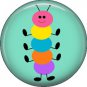 Multi Color Caterpillar on Aqua Background Spring Critters 1 inch Button Badge Pin - 0098