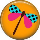 Dragonfly on Orange Background Spring Critters 1 inch Button Badge Pin - 0101