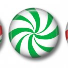 Peppermint Candy, Lot of Three 1 Inch Pin Back Buttons