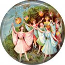Women Dancing, 1 Inch Button Badge Pin of Vintage Halloween Image - 0464