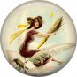 Witch with Quill and Crow, 1 Inch Button Badge Pin of Vintage Halloween Image - 0472
