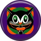 Mid Century Image Halloween Cat, Retro 1 Inch Pinback Button Badge Pin - RH 01
